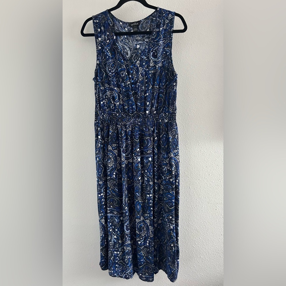 Erika Blue Paisley Sleeveless Midi Dress